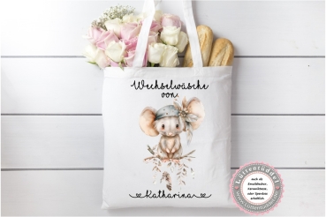 zuckersüße Tasche Maus 1 Boho Style Wechselwäsche WechselkleidungWunschname für KITA Geschenk Kindergarten Einschulung von Lüttentüddel®